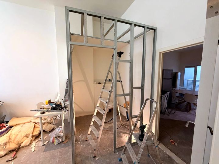 Metal-stud framing for a new wall